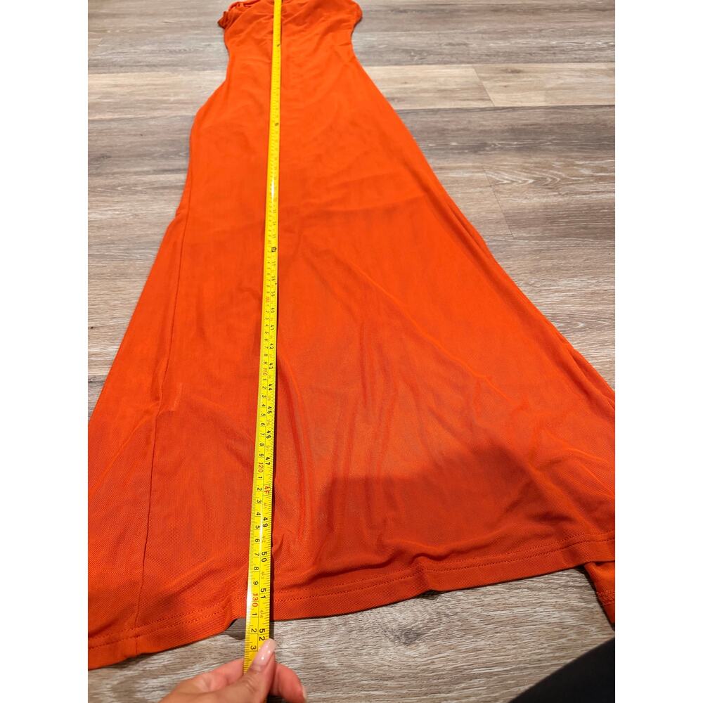 Meshki Rust Orange Rouched Button Down Maxi Dress… - image 9